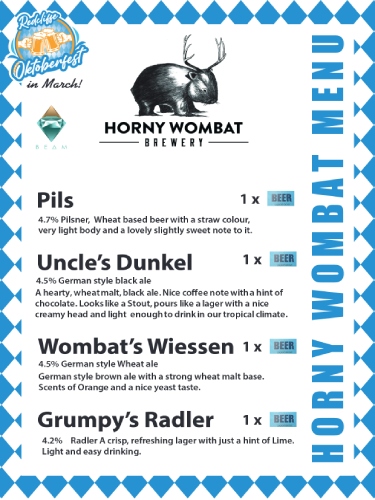 Marchtoberfest Horny Wombat Menu