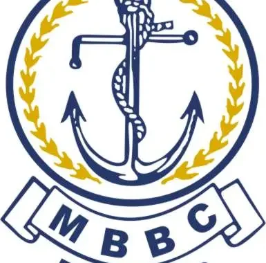 Visit Redcliffe QLD image of Morten Bay Boat Club logo, picturing a anchor with a rope around it and circle around the anchor and rope, with MBBC written below it.
