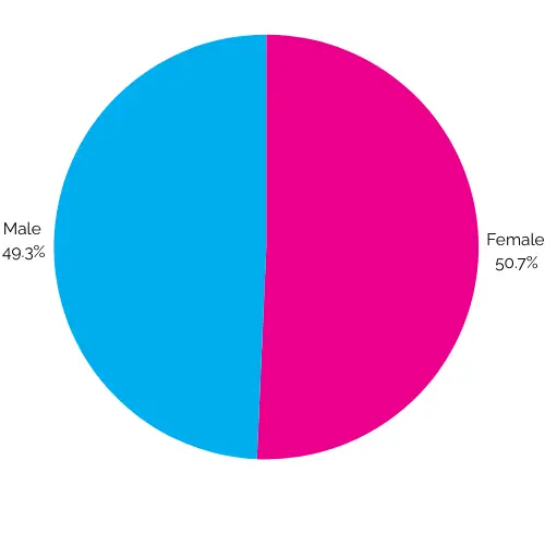 Queensland male and female pie chart